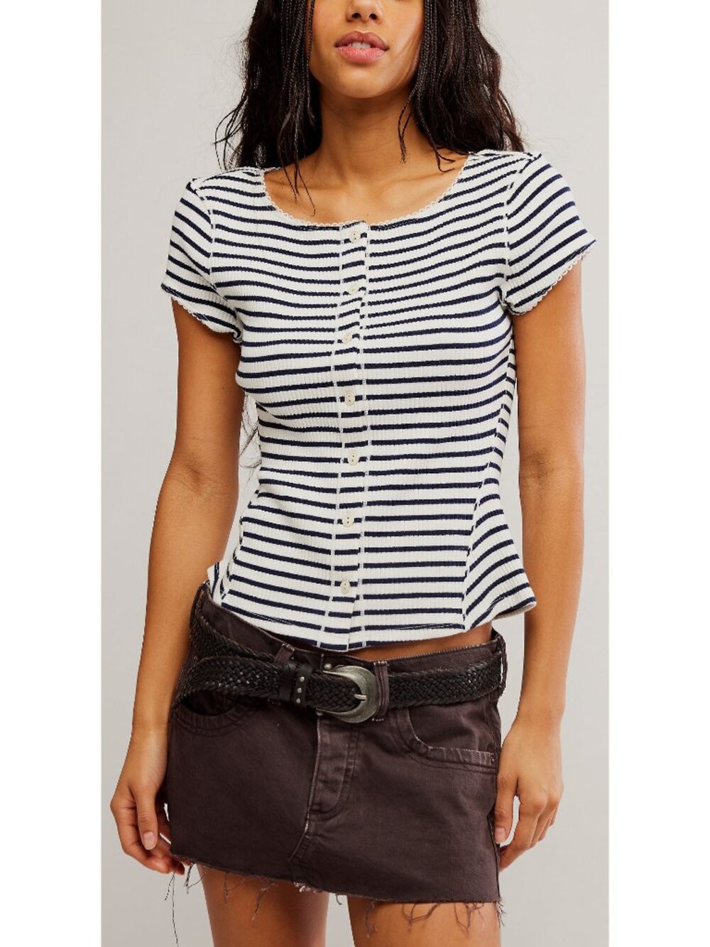 🆕 FREE PEOPLE Most Wanted Striped Cardi / Black & White